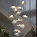 Modern silver glass led chandelier for dining room shell pendant light