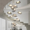 Modern silver glass led chandelier for dining room shell pendant light