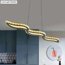 Modern silver & gold wavy crystal island ceiling light dining room