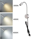 Modern silver gooseneck led wall light reading lamp bedroom 2 pack