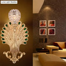 DecorBites™ Modern Golden Peacock Wall Sconce with Crystal Bowl Shade – Elegant Bedside Lighting