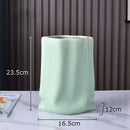 Modern silver pleated texture ceramic vase for living room decor