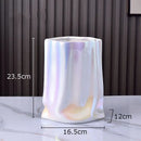 Modern silver pleated texture ceramic vase for living room decor