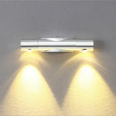 Modern silver rotatable wall lamp bedroom dual adjustable spotlights