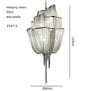 Modern silver tassel chain chandelier dining room led hanging lamp