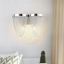 Modern silver tassel chain wall light sitting room crystal sconce