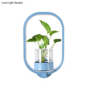 DecorBites™ Macaron Metal LED Wall Sconce with Plant Pot for Bedroom - Grey/Yellow/Blue
