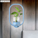 DecorBites™ Macaron Metal LED Wall Sconce with Plant Pot for Bedroom - Grey/Yellow/Blue