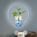 DecorBites™ Macaron Metal LED Wall Sconce with Plant Pot for Bedroom - Grey/Yellow/Blue
