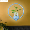 DecorBites™ Macaron Metal LED Wall Sconce with Plant Pot for Bedroom - Grey/Yellow/Blue