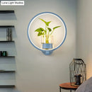 DecorBites™ Macaron Metal LED Wall Sconce with Plant Pot for Bedroom - Grey/Yellow/Blue