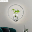 DecorBites™ Macaron Metal LED Wall Sconce with Plant Pot for Bedroom - Grey/Yellow/Blue