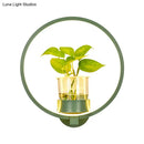 DecorBites™ Macaron Metal LED Wall Sconce with Plant Pot for Bedroom - Grey/Yellow/Blue