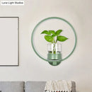 DecorBites™ Macaron Metal LED Wall Sconce with Plant Pot for Bedroom - Grey/Yellow/Blue