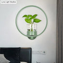 DecorBites™ Macaron Metal LED Wall Sconce with Plant Pot for Bedroom - Grey/Yellow/Blue