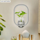 DecorBites™ Macaron Metal LED Wall Sconce with Plant Pot for Bedroom - Grey/Yellow/Blue