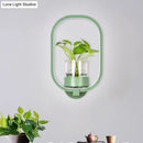 DecorBites™ Macaron Metal LED Wall Sconce with Plant Pot for Bedroom - Grey/Yellow/Blue