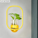 DecorBites™ Macaron Metal LED Wall Sconce with Plant Pot for Bedroom - Grey/Yellow/Blue