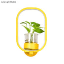 DecorBites™ Macaron Metal LED Wall Sconce with Plant Pot for Bedroom - Grey/Yellow/Blue