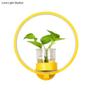 DecorBites™ Macaron Metal LED Wall Sconce with Plant Pot for Bedroom - Grey/Yellow/Blue