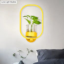 DecorBites™ Macaron Metal LED Wall Sconce with Plant Pot for Bedroom - Grey/Yellow/Blue