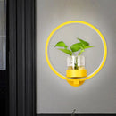 DecorBites™ Macaron Metal LED Wall Sconce with Plant Pot for Bedroom - Grey/Yellow/Blue
