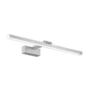 Modern silver wood grain metal linear vanity mirror light bathroom