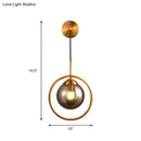Modern smoke gray & clear glass globe sconce bedroom wall light