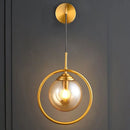 Modern smoke gray & clear glass globe sconce bedroom wall light