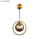 Modern smoke gray & clear glass globe sconce bedroom wall light