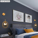 Modern smoke gray & clear glass globe sconce bedroom wall light