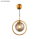 Modern smoke gray & clear glass globe sconce bedroom wall light
