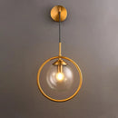 Modern smoke gray & clear glass globe sconce bedroom wall light
