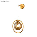 Modern smoke gray & clear glass globe sconce bedroom wall light