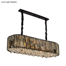DecorBites™ Modern Smoke Gray Crystal Pendant Light for Dining Room Island - 6 Heads, 3 Sided Design