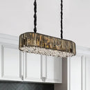 DecorBites™ Modern Smoke Gray Crystal Pendant Light for Dining Room Island - 6 Heads, 3 Sided Design