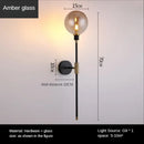 Modern smoked glass ball led wall light bedroom sconce