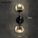 Modern smoked glass beans wall lamp bedroom light fixture