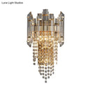 Modern smoky grey crystal wall sconce living room light