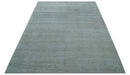 Modern Solid Design Silver Hand Knotted 9x12 Wool Area Rug