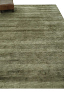 Modern Solid Plain Olive Hand Knotted 6x9 Bamboo Silk area Rug