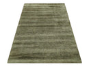 Modern Solid Plain Olive Hand Knotted 6x9 Bamboo Silk area Rug