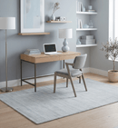 Modern Solid Silver and White  5x7 Blended Wool Hand woven Area Rug