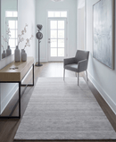 Modern Solid Silver Hand Woven Wool and Viscose Rug