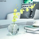 Modern spherical clear glass vase with bubbles for desk decoration