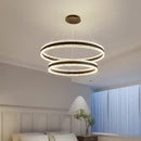 Modern spiral circle rings led chandelier for living room crystal