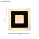 Modern square acrylic led wall sconce black & off-white living room