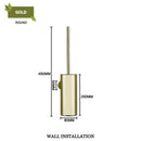 Modern square and round gold toilet brush set bathroom wall mount