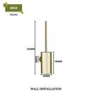 Modern square and round gold toilet brush set bathroom wall mount