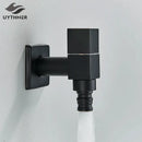 Modern square black brass wall mounted washing machine faucet garden